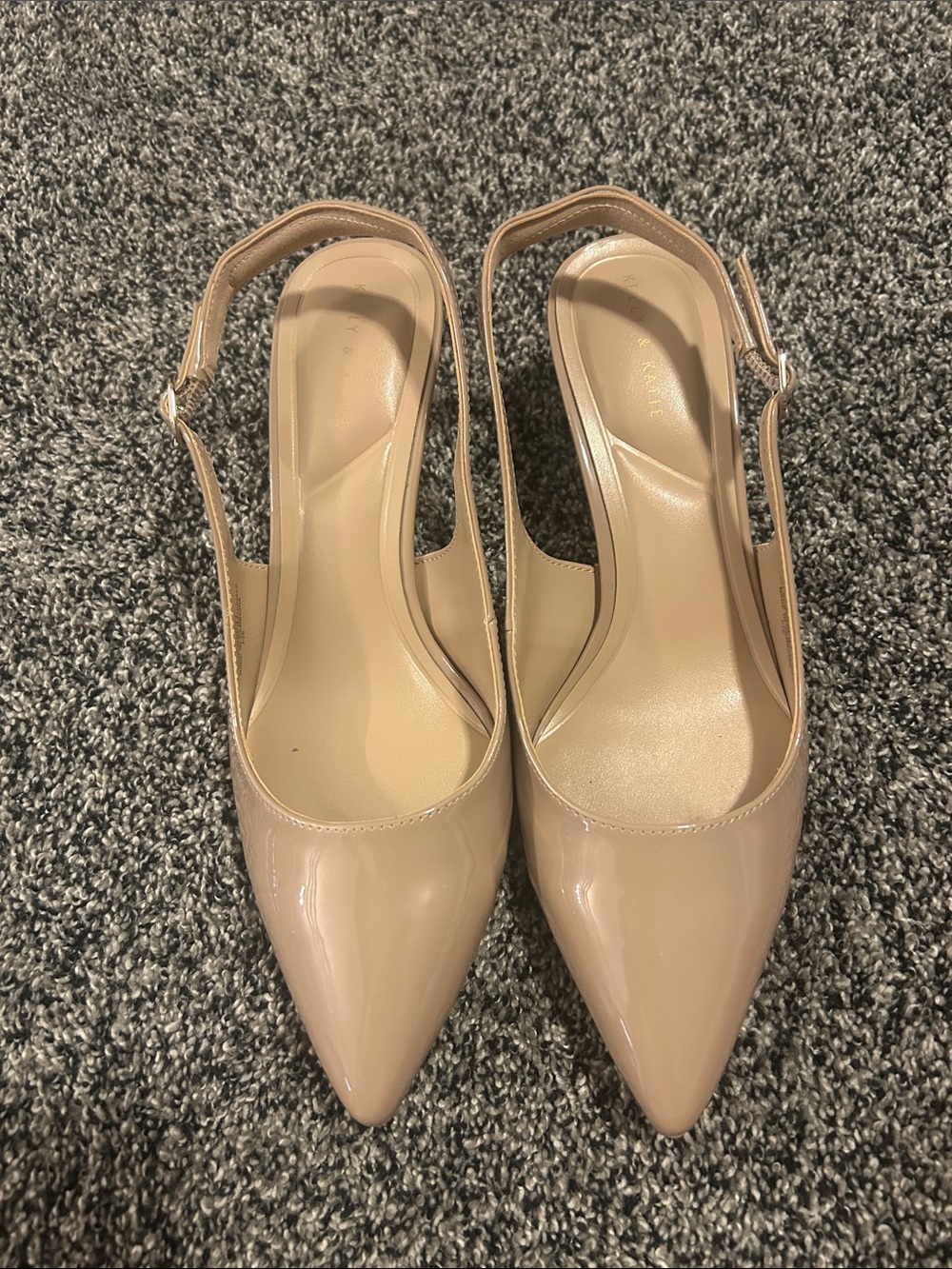 Kelly & Katie Nude Patent Slingback Pointed Pumps